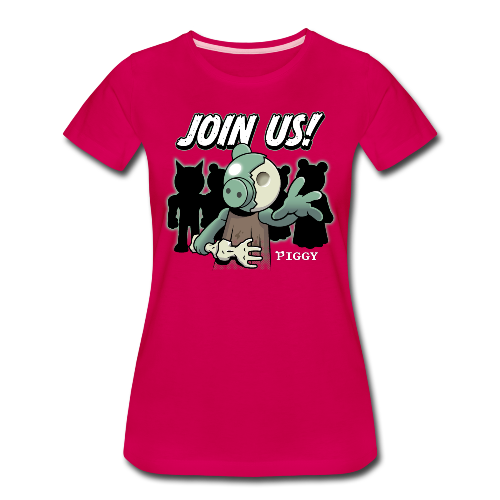 Piggy Join Us! T-Shirt (Womens) - dark pink