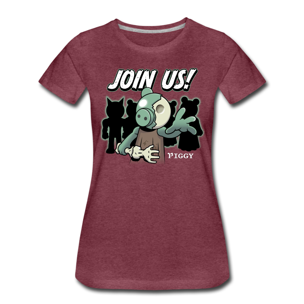 Piggy Join Us! T-Shirt (Womens) - heather burgundy
