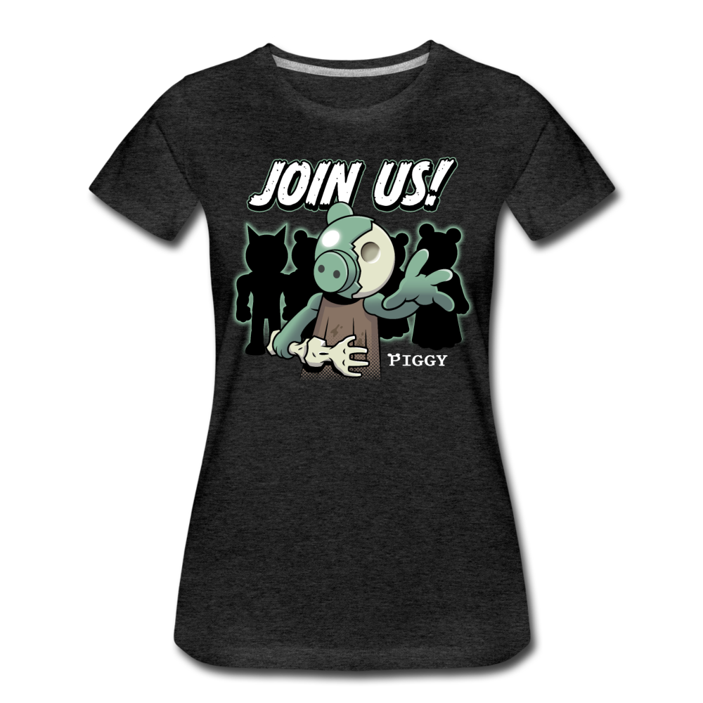 Piggy Join Us! T-Shirt (Womens) - charcoal gray