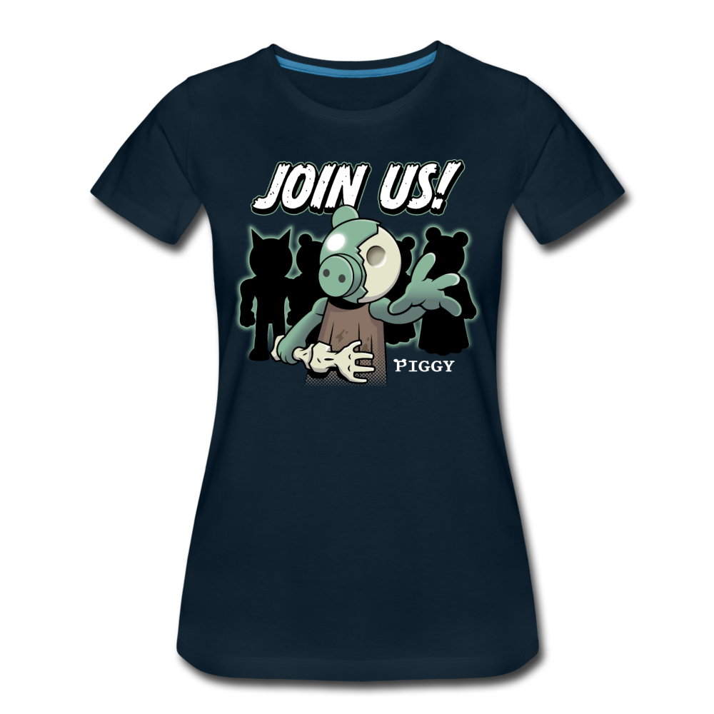 Piggy Join Us! T-Shirt (Womens) - deep navy