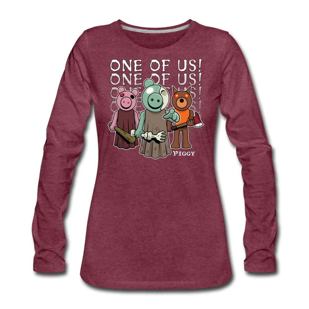 Piggy One Of Us! Long-Sleeve T-Shirt (Womens) - heather burgundy
