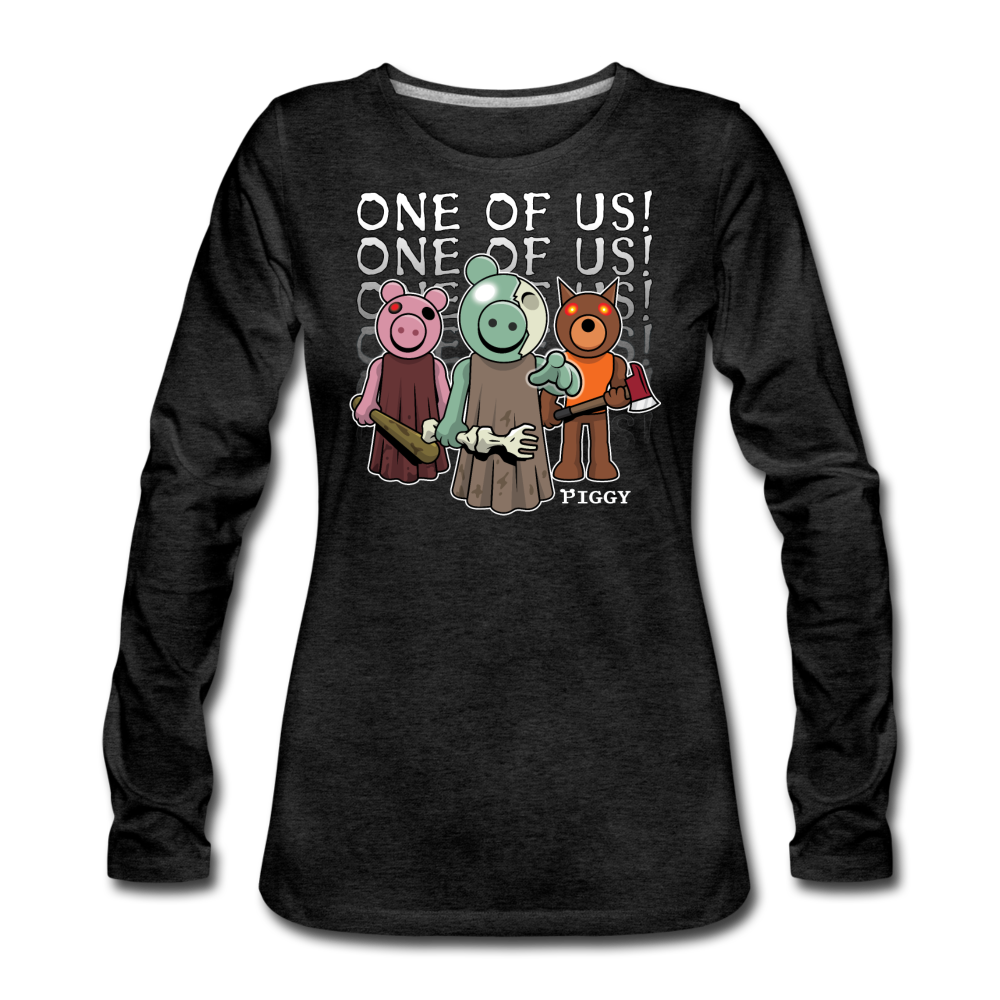 Piggy One Of Us! Long-Sleeve T-Shirt (Womens) - charcoal gray