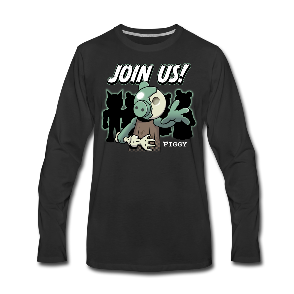 Piggy Join Us! Long-Sleeve T-Shirt (Mens) - black