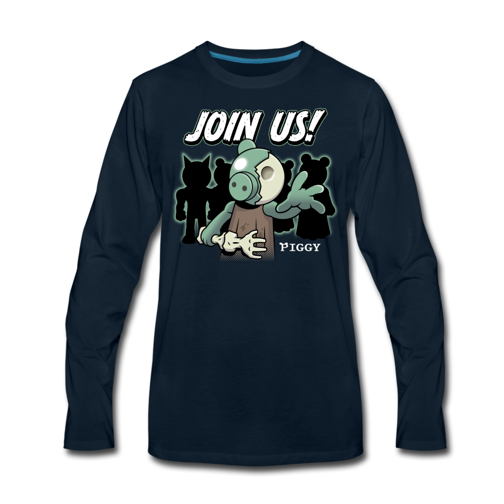 Piggy Join Us! Long-Sleeve T-Shirt (Mens) - deep navy