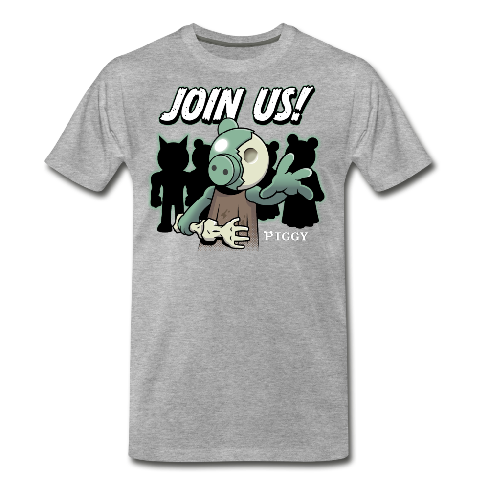 Piggy Join Us! T-Shirt (Mens) - heather gray