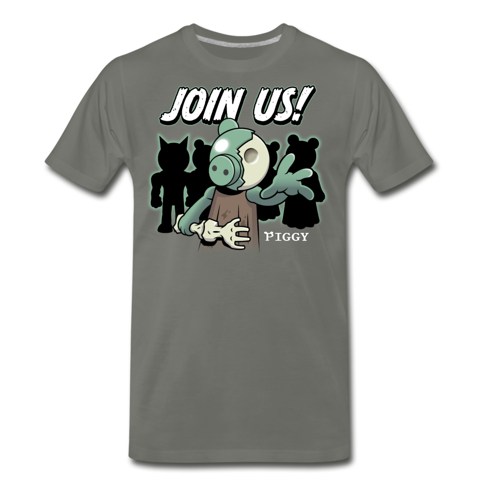Piggy Join Us! T-Shirt (Mens) - asphalt gray