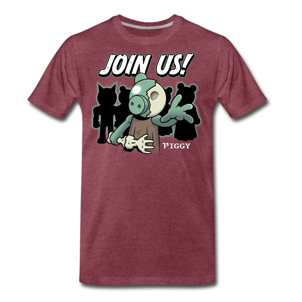 Piggy Join Us! T-Shirt (Mens) - heather burgundy