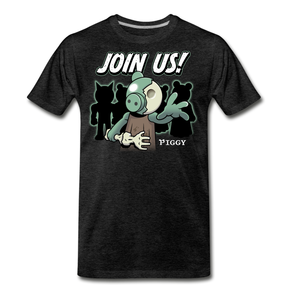 Piggy Join Us! T-Shirt (Mens) - charcoal gray