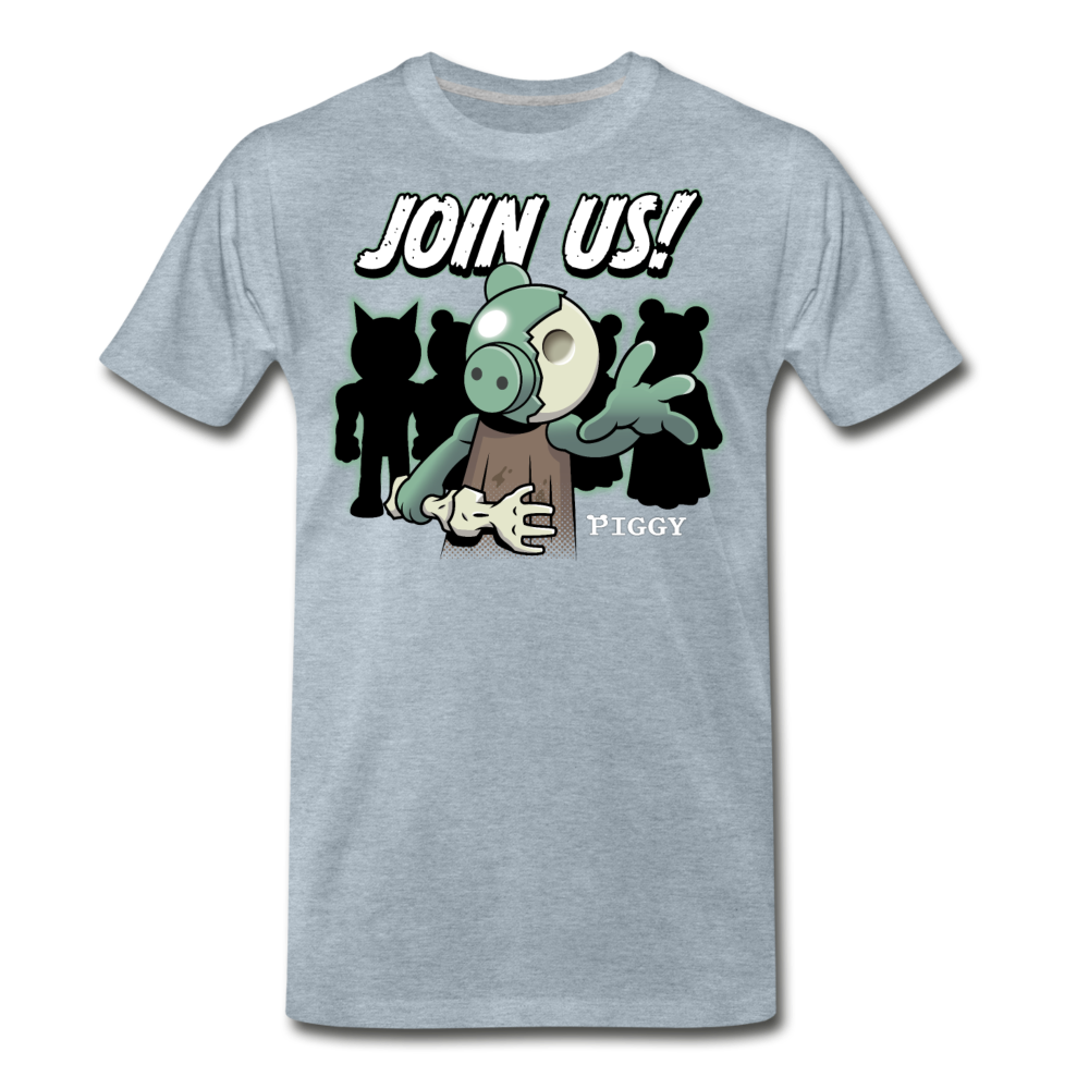 Piggy Join Us! T-Shirt (Mens) - heather ice blue