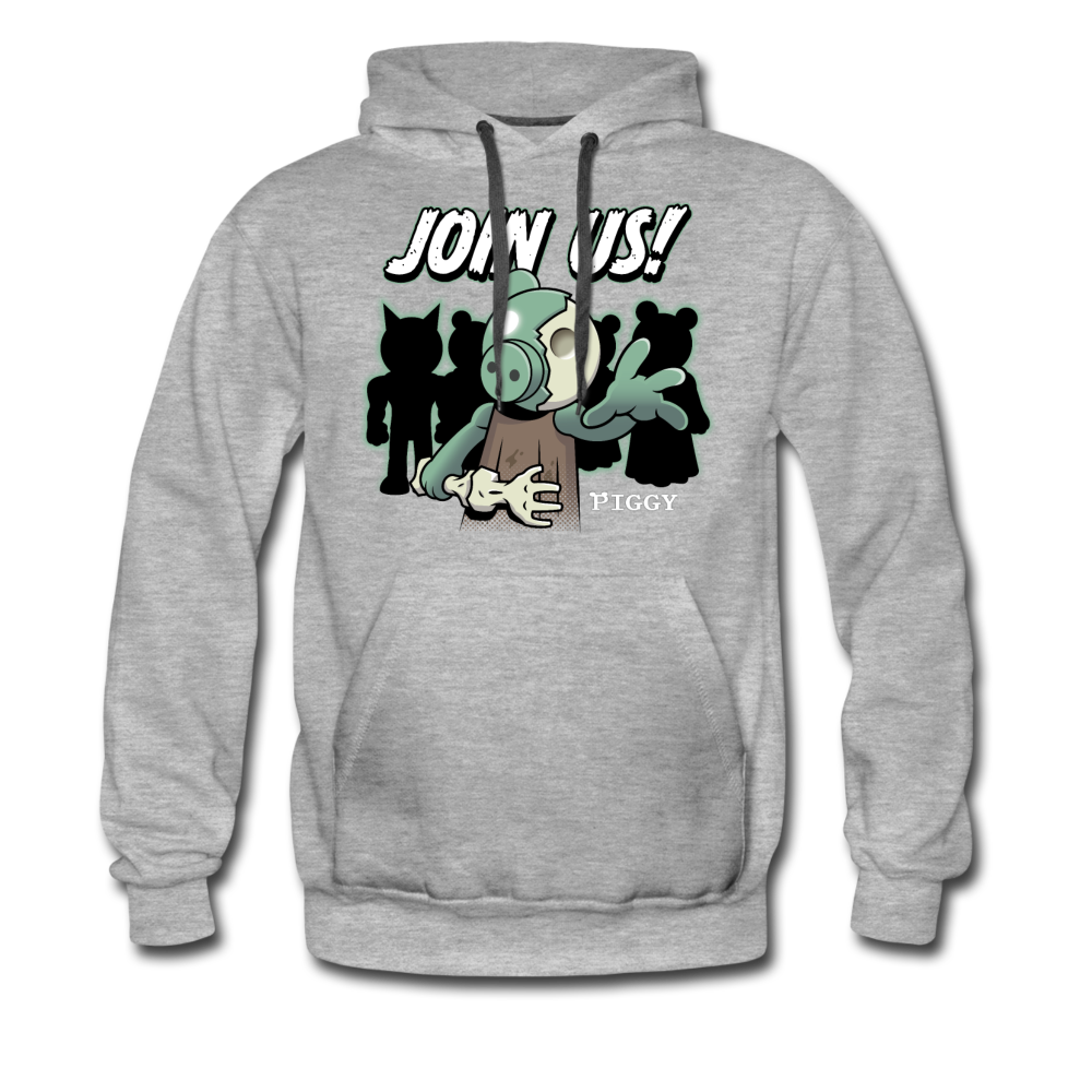 Piggy Join Us! Hoodie (Mens) - heather gray