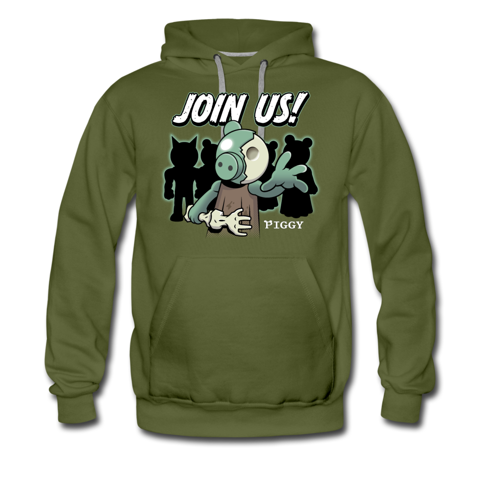 Piggy Join Us! Hoodie (Mens) - olive green