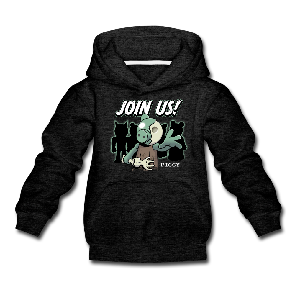 Piggy Join Us! Hoodie - charcoal gray