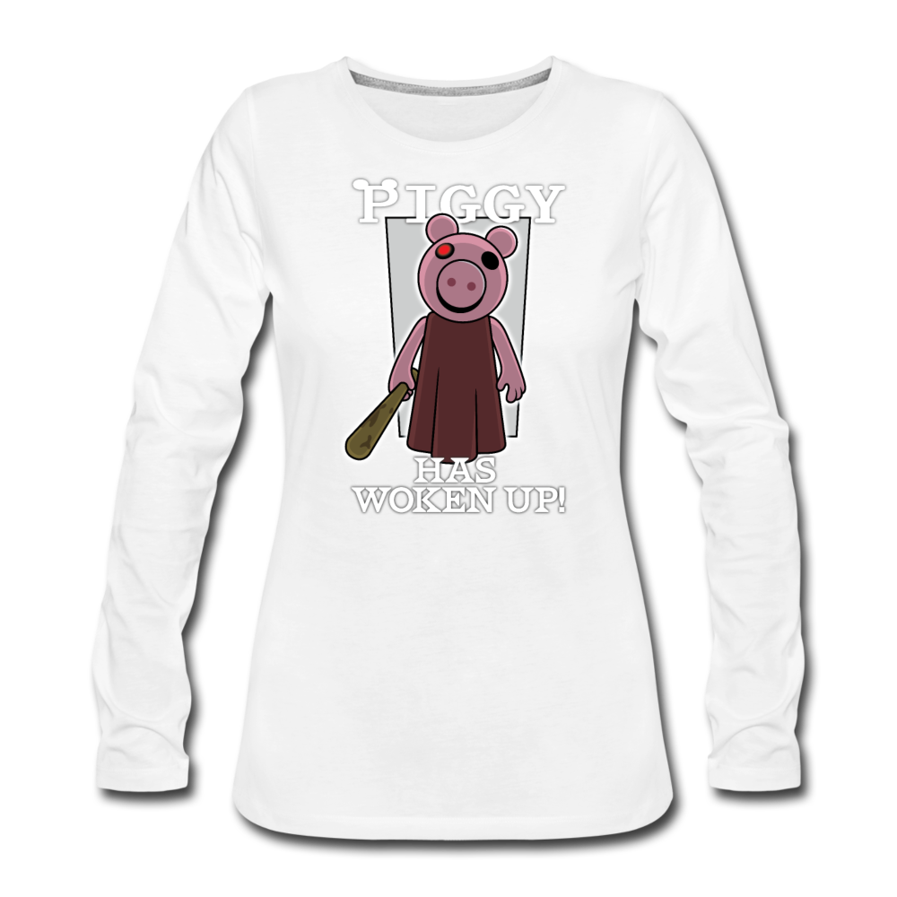 Piggy Has Woken Up Long-Sleeve T-Shirt (Womens) - white