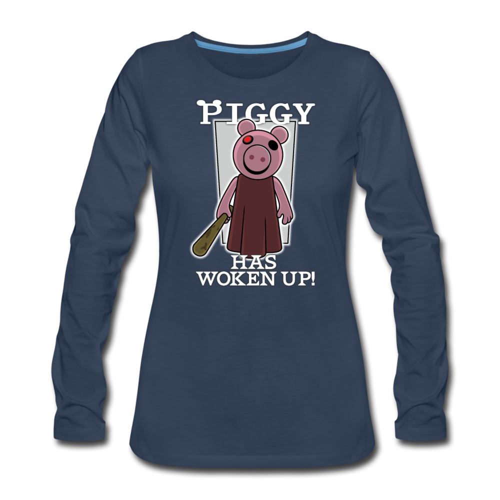 Piggy Has Woken Up Long-Sleeve T-Shirt (Womens) - navy