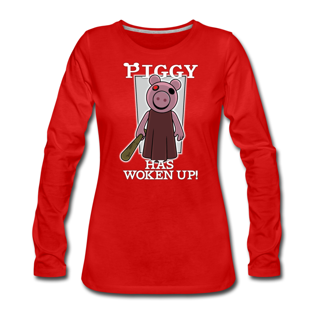 Piggy Has Woken Up Long-Sleeve T-Shirt (Womens) - red