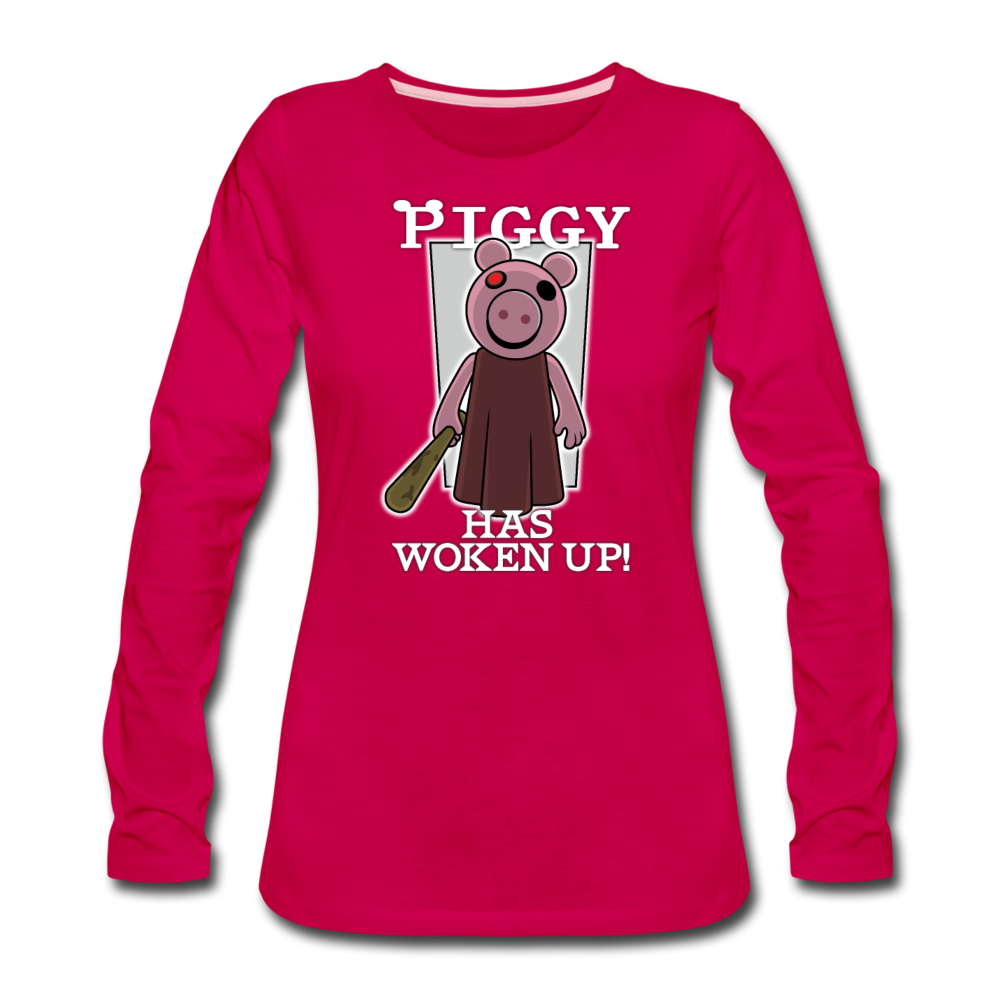 Piggy Has Woken Up Long-Sleeve T-Shirt (Womens) - dark pink