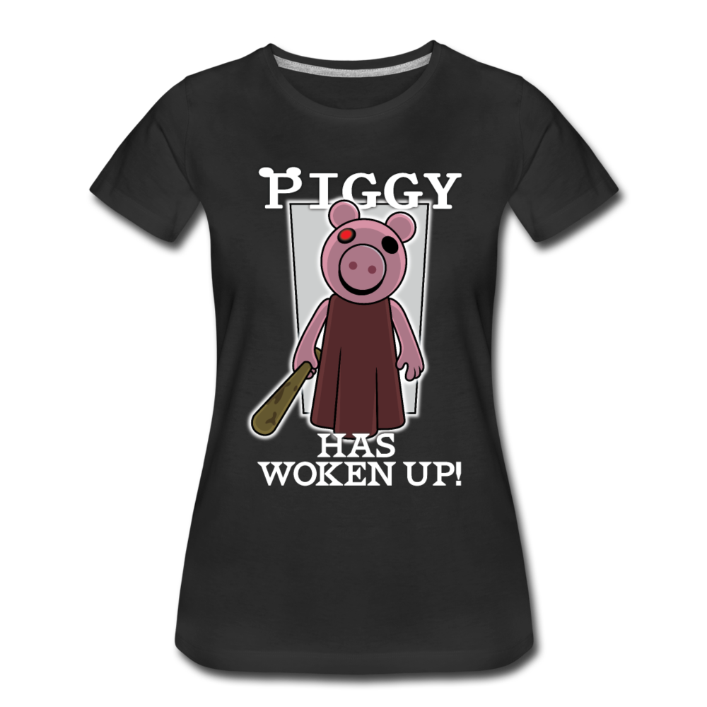 Piggy Has Woken Up T-Shirt (Womens) - black
