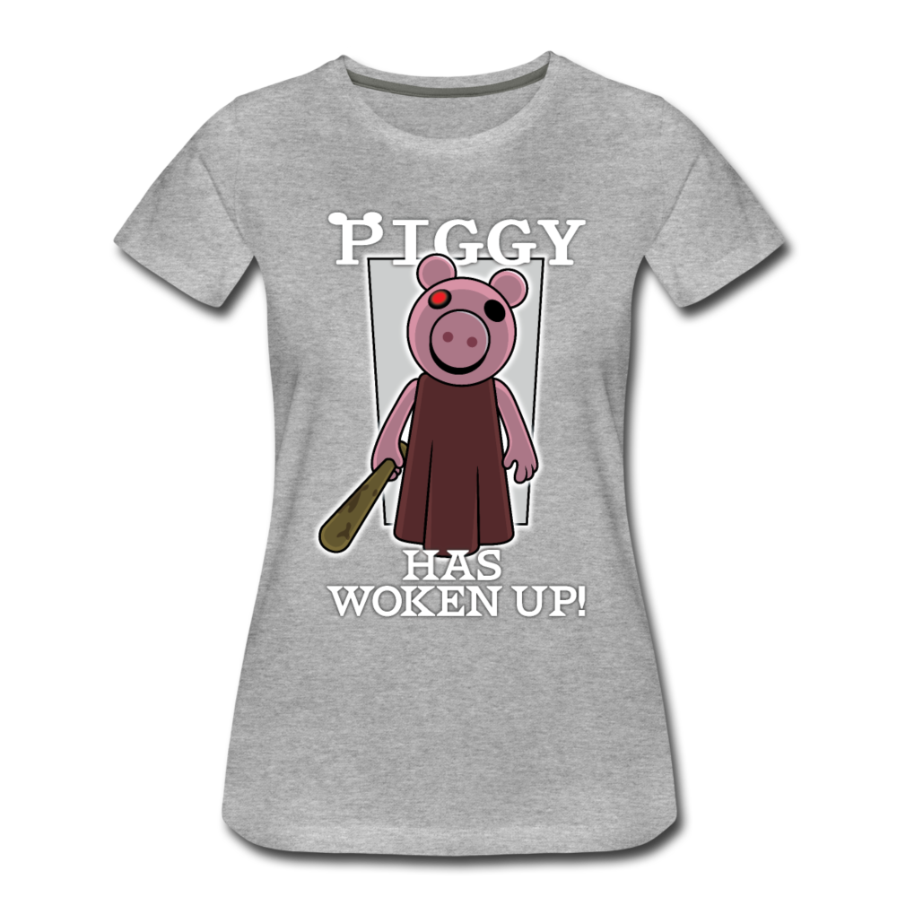 Piggy Has Woken Up T-Shirt (Womens) - heather gray