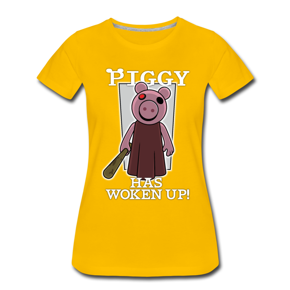 Piggy Has Woken Up T-Shirt (Womens) - sun yellow