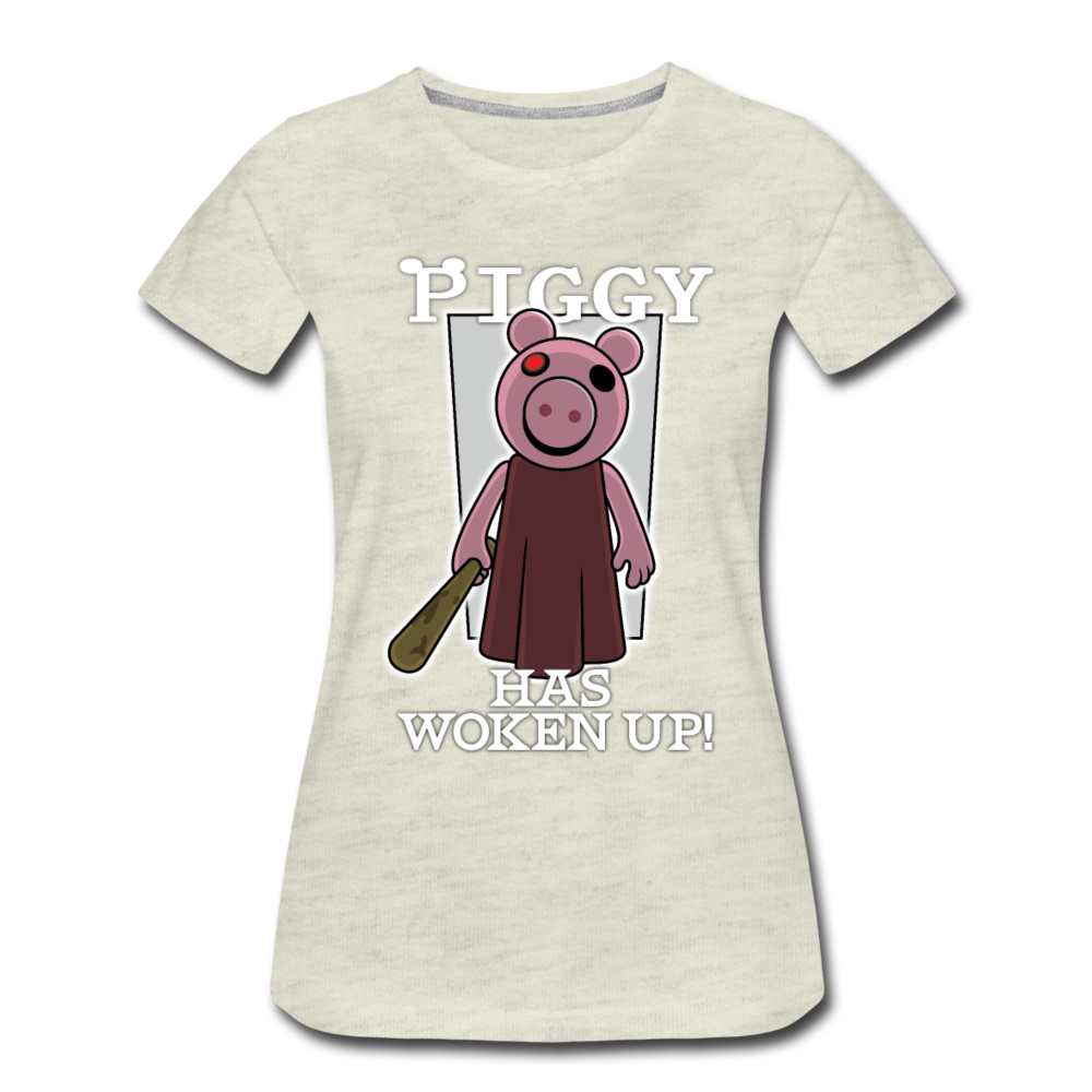 Piggy Has Woken Up T-Shirt (Womens) - heather oatmeal