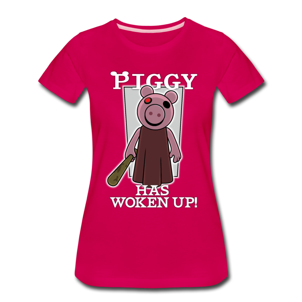 Piggy Has Woken Up T-Shirt (Womens) - dark pink