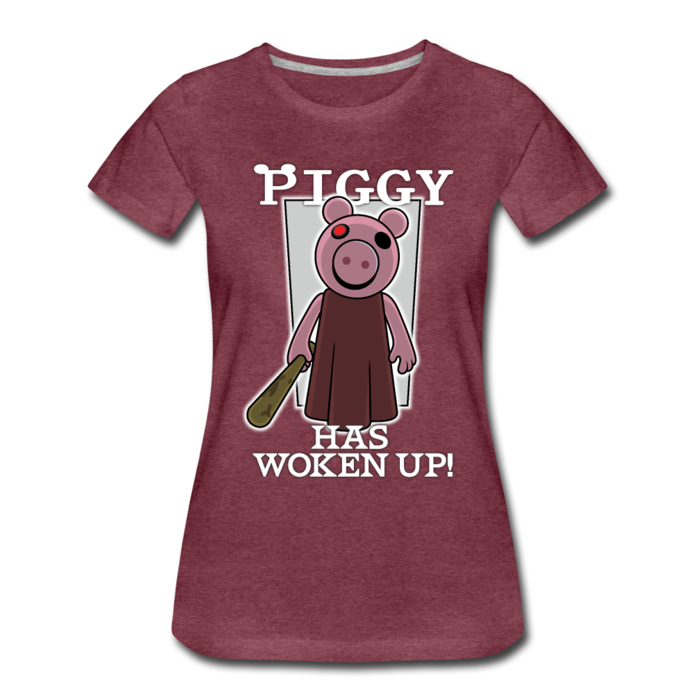 Piggy Has Woken Up T-Shirt (Womens) - heather burgundy