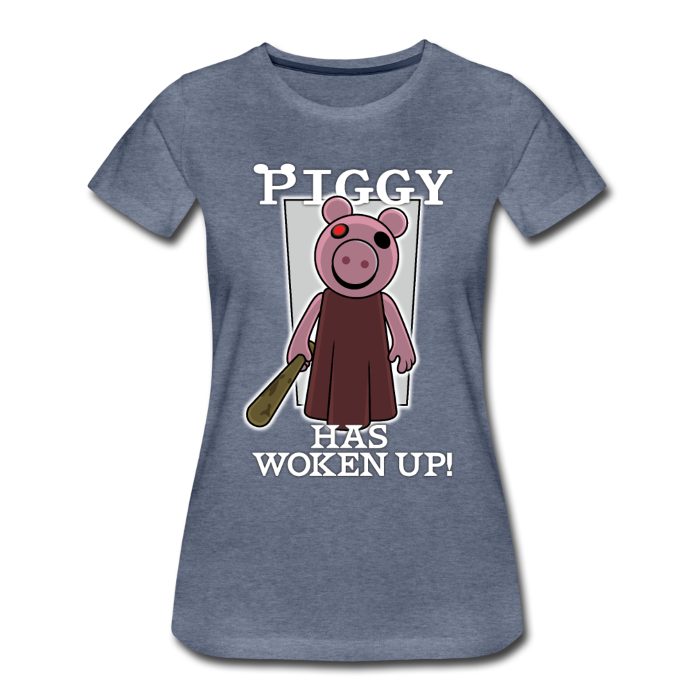 Piggy Has Woken Up T-Shirt (Womens) - heather blue