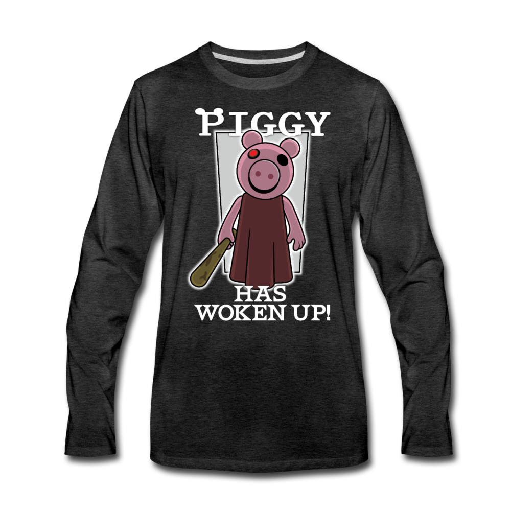 Piggy Has Woken Up Long-Sleeve T-Shirt (Mens) - charcoal gray