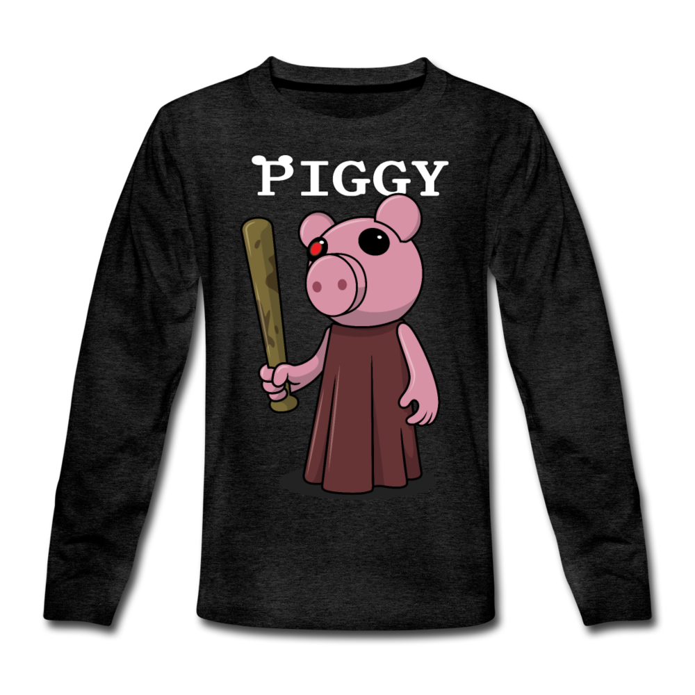 Piggy Logo Long Sleeve T-Shirt - charcoal gray