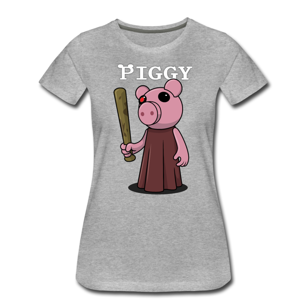 Piggy Logo T-Shirt (Womens) - heather gray