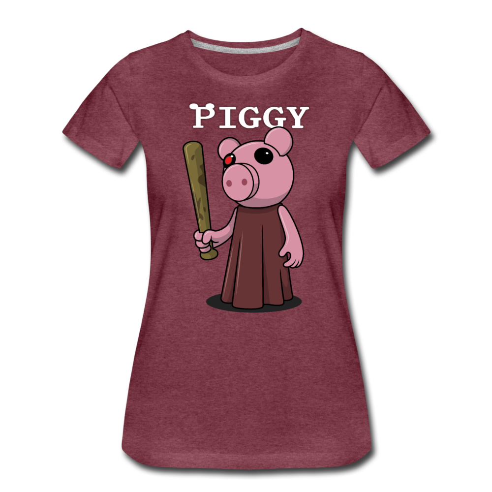 Piggy Logo T-Shirt (Womens) - heather burgundy