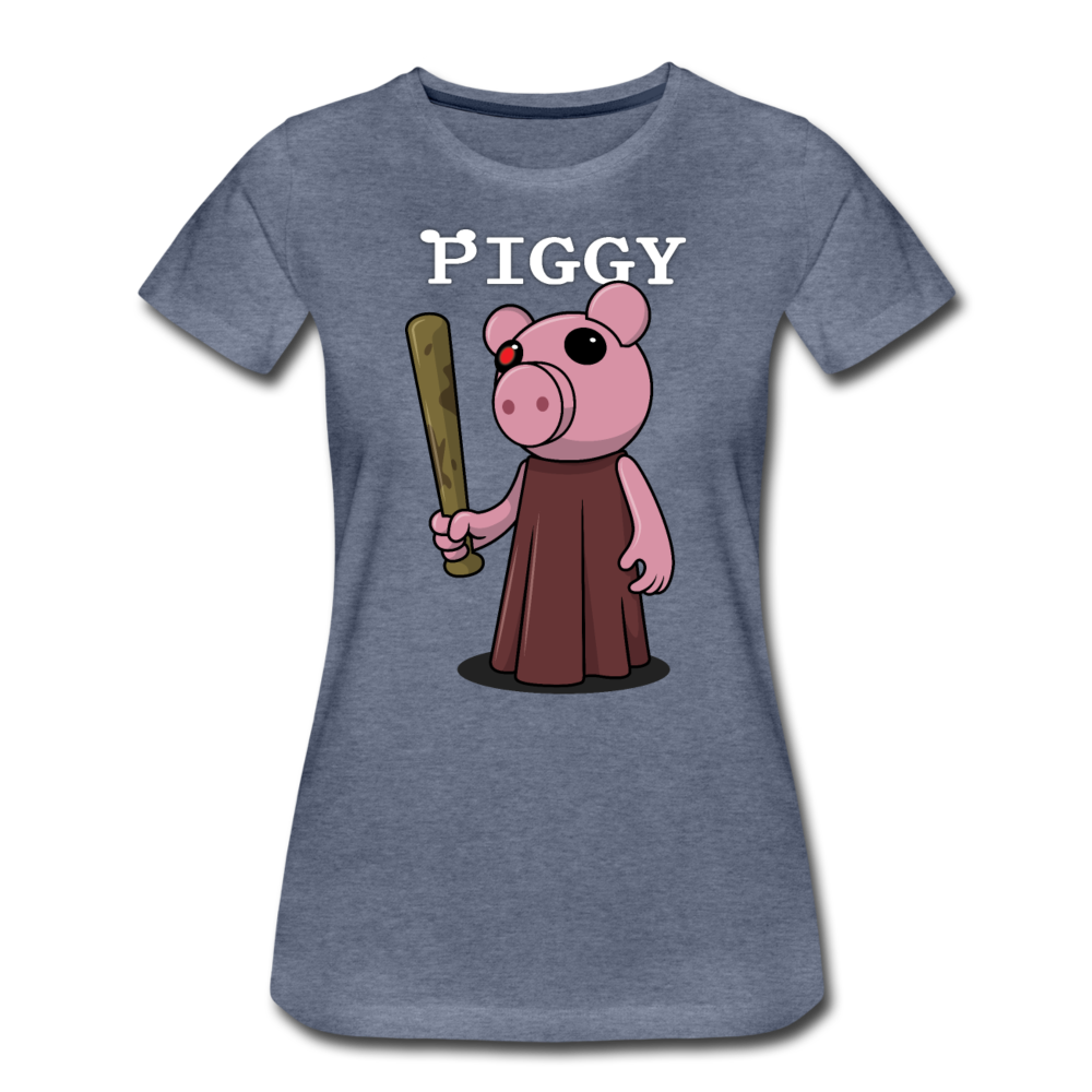 Piggy Logo T-Shirt (Womens) - heather blue