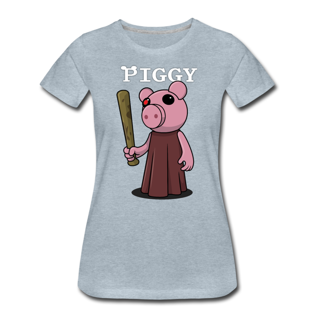 Piggy Logo T-Shirt (Womens) - heather ice blue