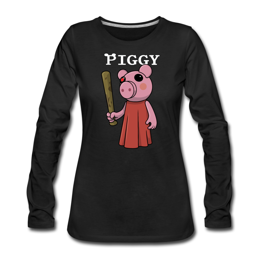 Piggy Logo Long Sleeve T-Shirt (Womens) - black