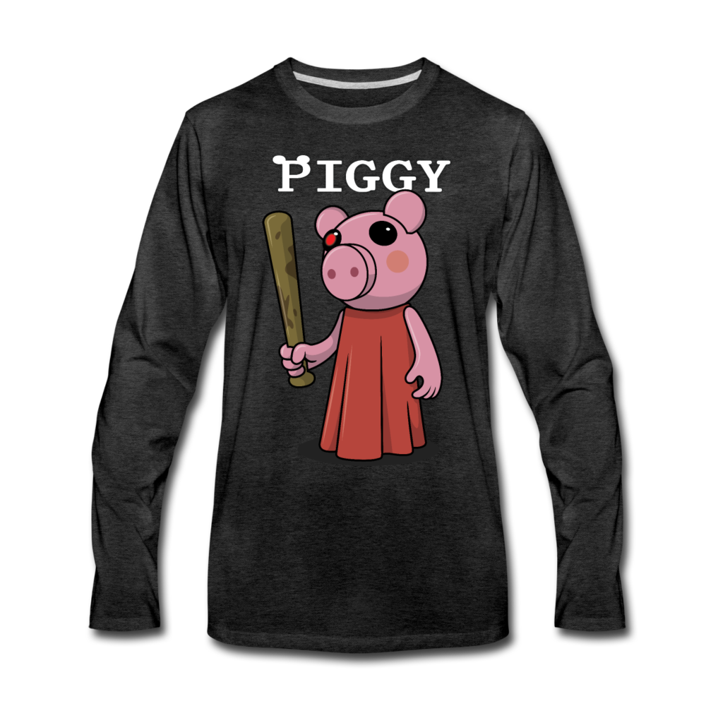 Piggy Logo Long Sleeve T-Shirt (Mens) - charcoal gray