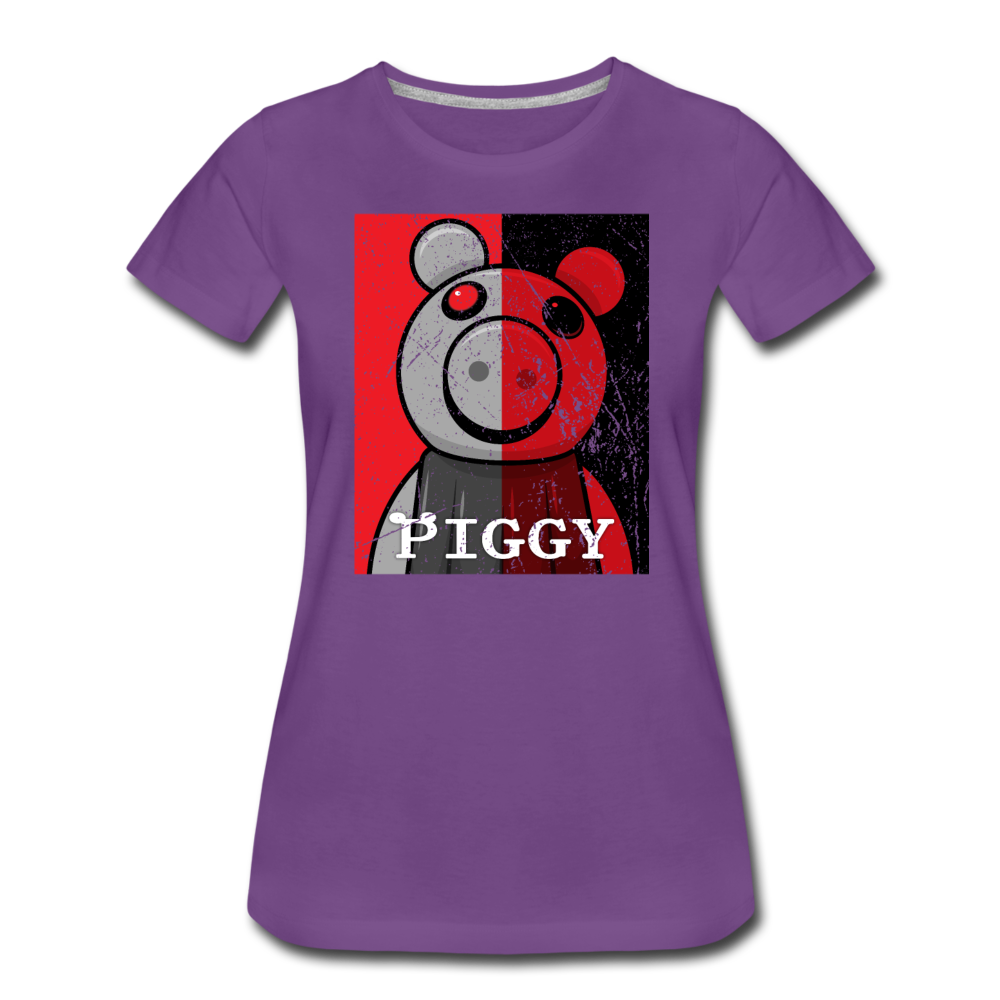 Split-Face Distressed T-Shirt [Exclusive] (Womens) - purple