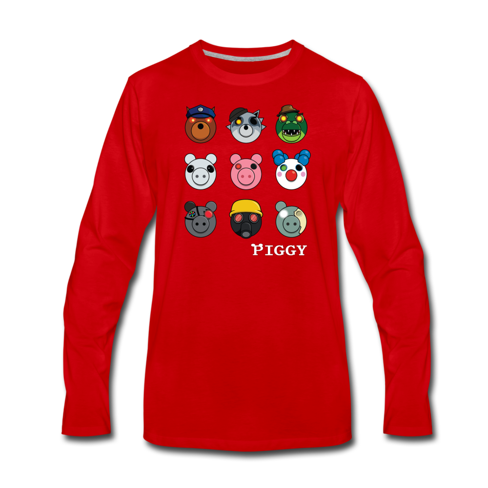 Infected Faces Long-Sleeve T-Shirt (Mens) - red