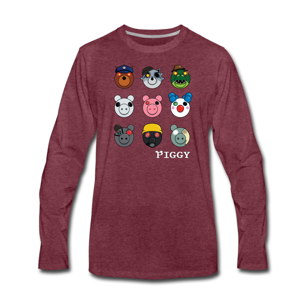 Infected Faces Long-Sleeve T-Shirt (Mens) - heather burgundy