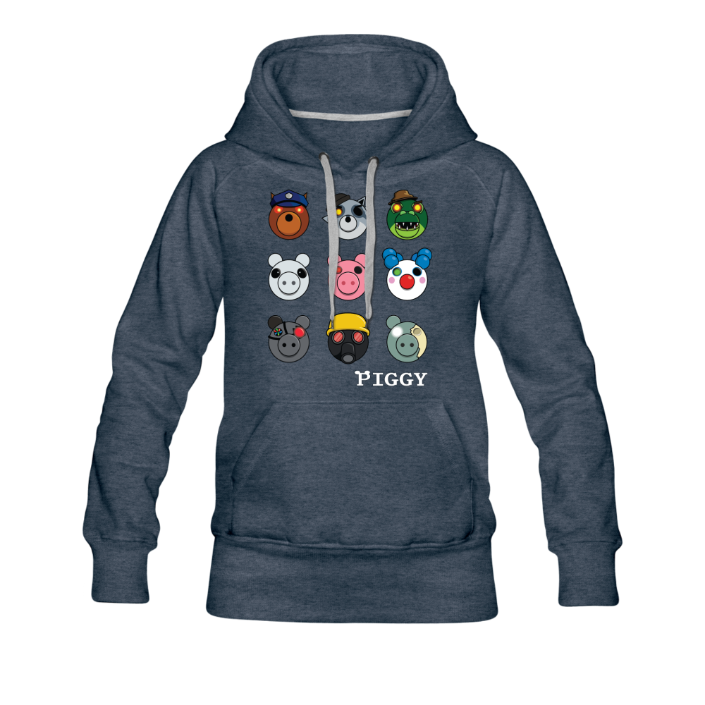 Infected Faces Hoodie (Womens) - heather denim