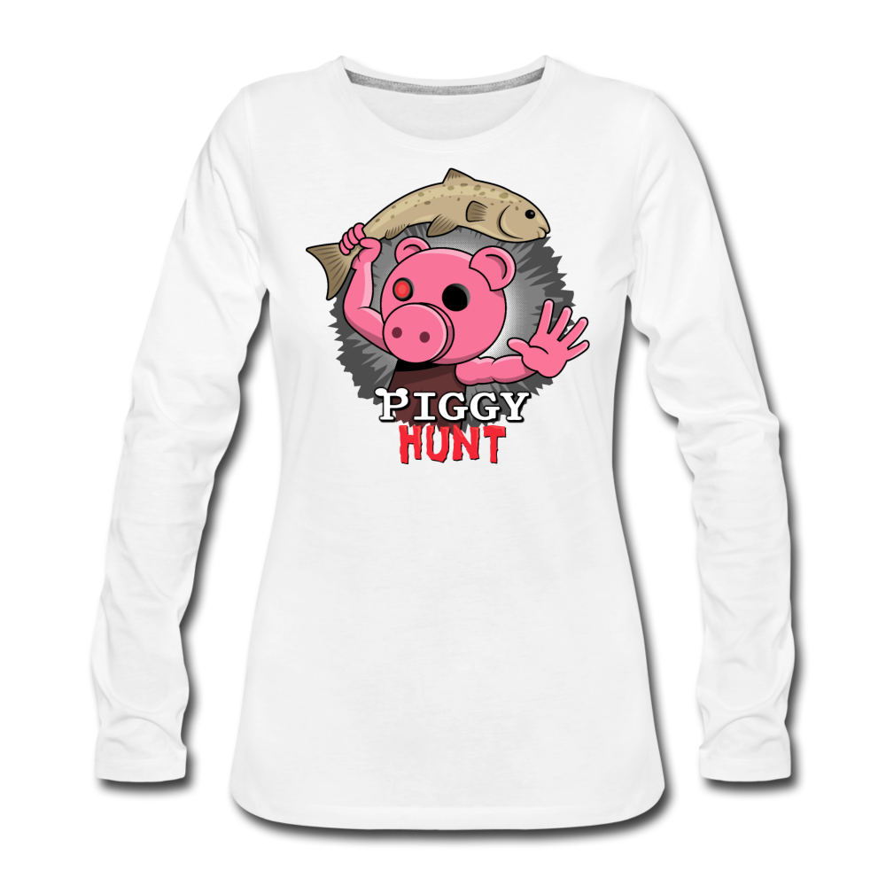 PIGGY: Hunt - Fish Attack! Long-Sleeve T-Shirt (Womens) - white