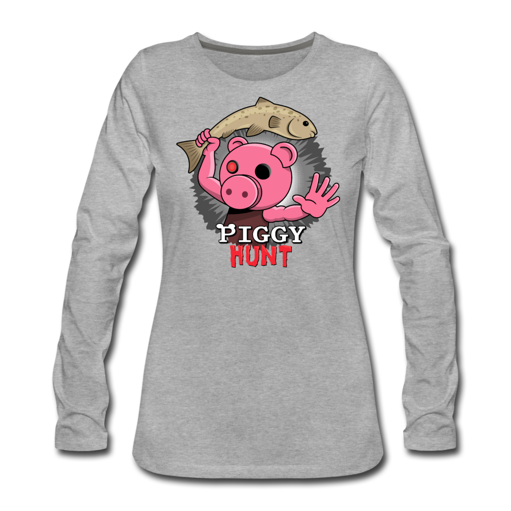 PIGGY: Hunt - Fish Attack! Long-Sleeve T-Shirt (Womens) - heather gray
