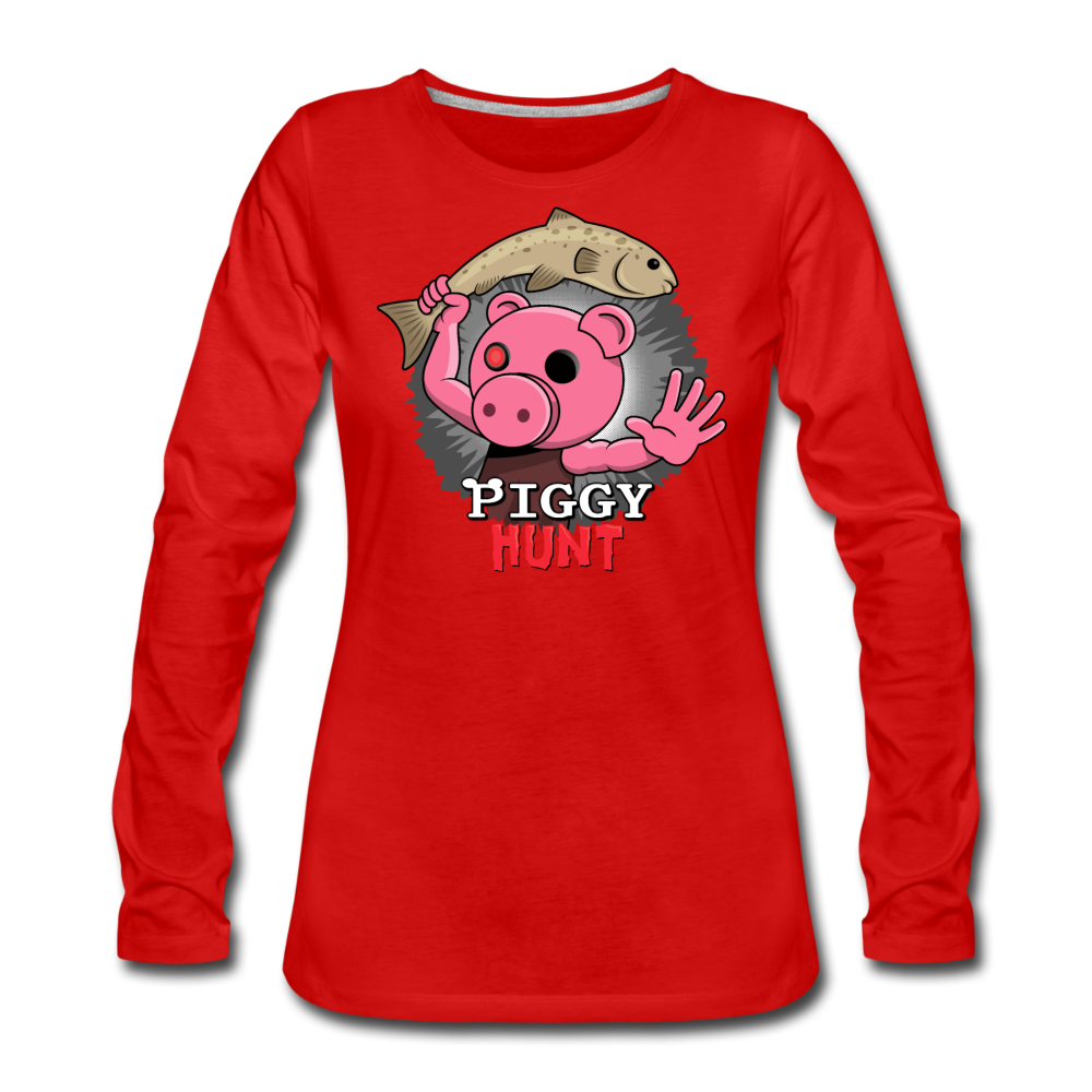 PIGGY: Hunt - Fish Attack! Long-Sleeve T-Shirt (Womens) - red