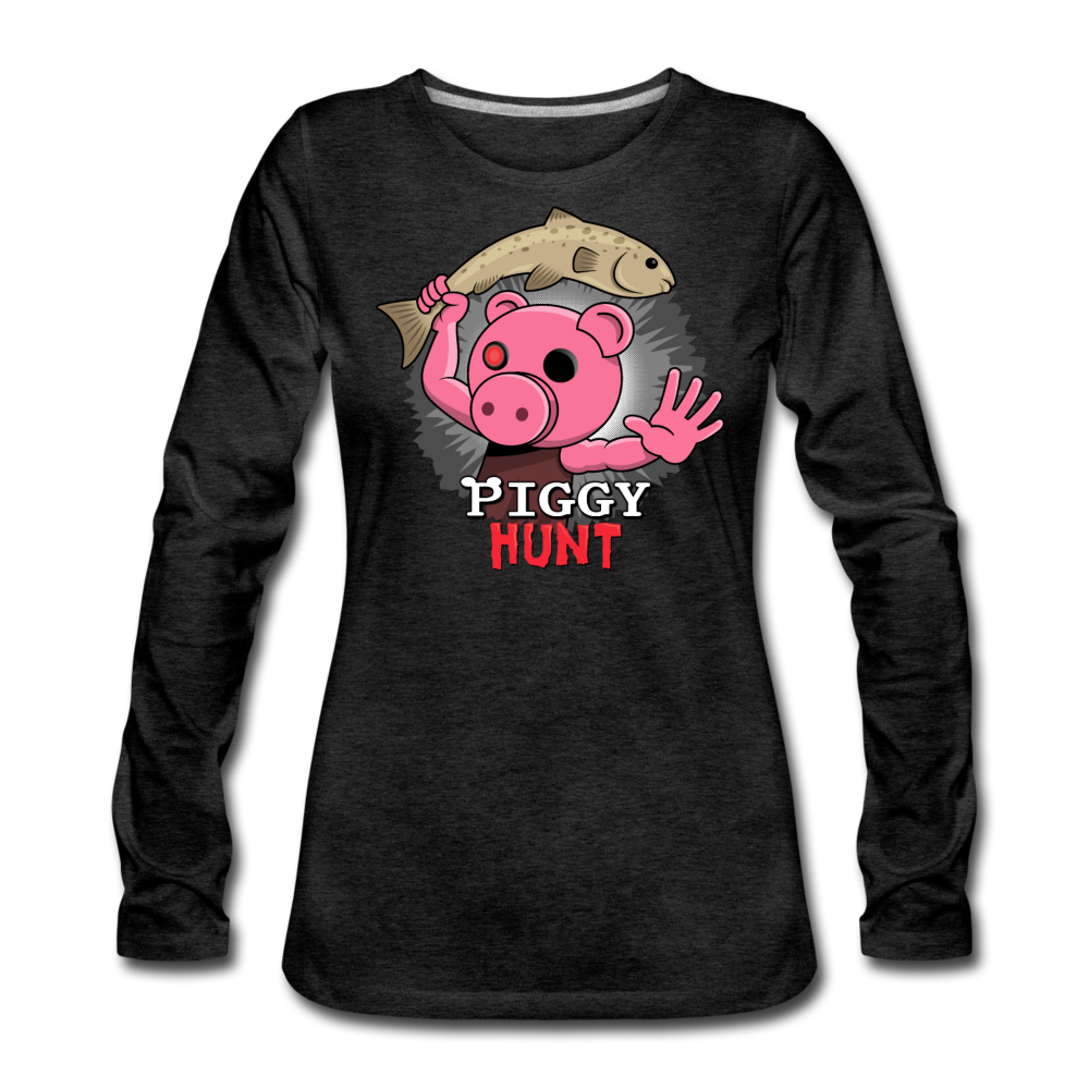PIGGY: Hunt - Fish Attack! Long-Sleeve T-Shirt (Womens) - charcoal gray