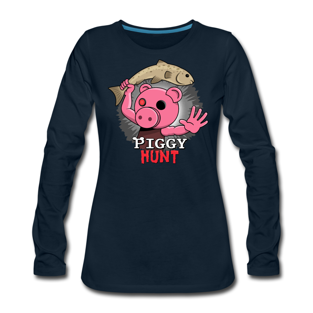 PIGGY: Hunt - Fish Attack! Long-Sleeve T-Shirt (Womens) - deep navy
