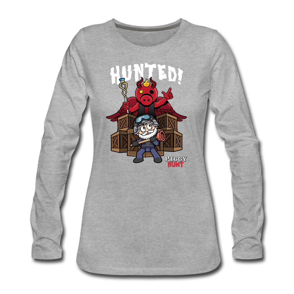 PIGGY: Hunt - Hunted! Long-Sleeve T-Shirt (Womens) - heather gray