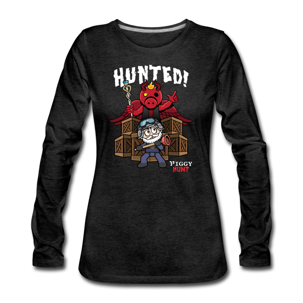 PIGGY: Hunt - Hunted! Long-Sleeve T-Shirt (Womens) - charcoal gray