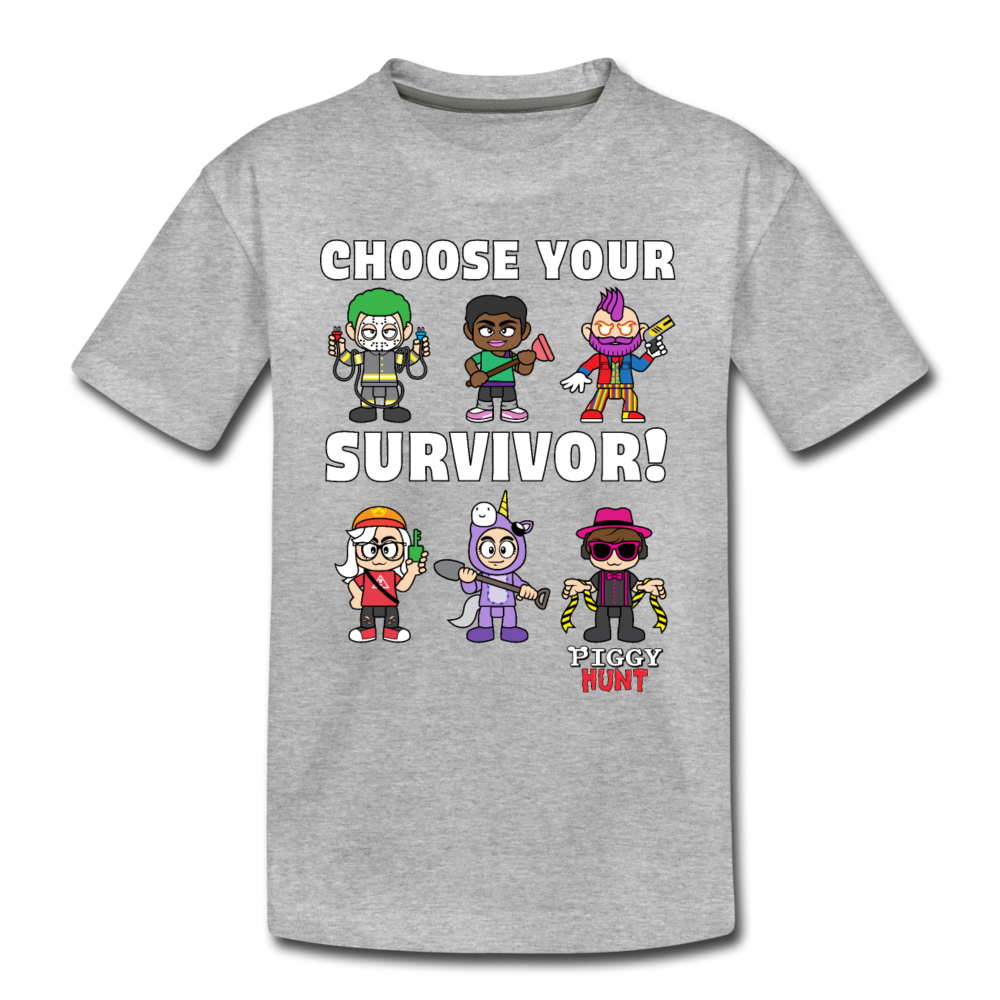PIGGY: Hunt - Which Survivor? T-Shirt - heather gray