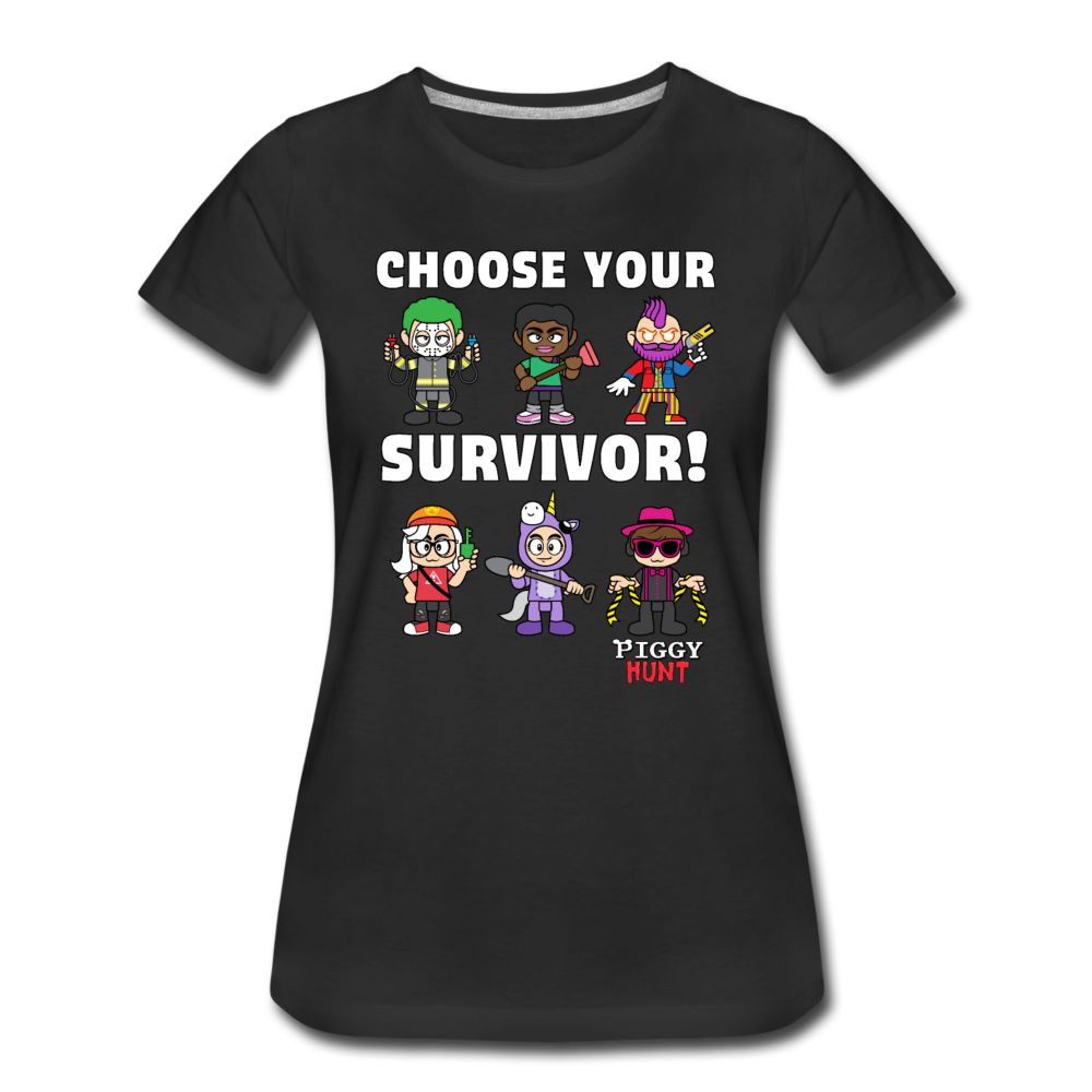 PIGGY: Hunt - Which Survivor? T-Shirt (Womens) - black