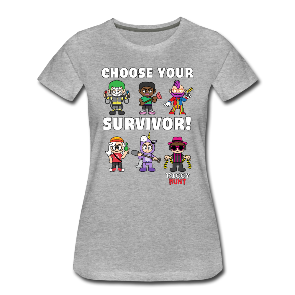 PIGGY: Hunt - Which Survivor? T-Shirt (Womens) - heather gray