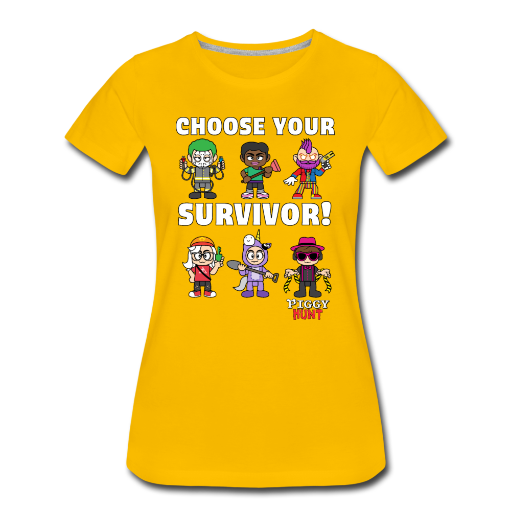 PIGGY: Hunt - Which Survivor? T-Shirt (Womens) - sun yellow